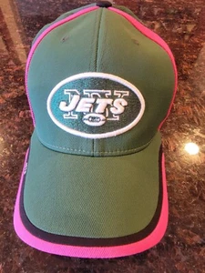 New York Jets Hat Reebok Women's Green Pink Breast Cancer Awareness NFL Football - Picture 1 of 5