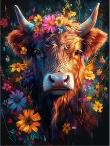 Diamonds Painting Kits for Adults Beginner DIY 5D Highland Cow Diamond Art Paint - Picture 1 of 7