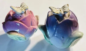 Vintage Japan Butterfly On Roses Salt & Pepper Shaker 1940’s - Picture 1 of 6
