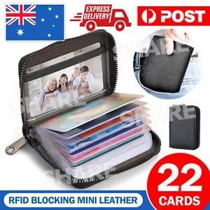 22 card Wallet Business Case Purse Mini Leather Credit Card Holder RFID Blocking - Picture 1 of 9