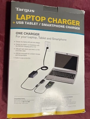 Targus Laptop Charger +USB Tablet/Smartphone charger APA32US BRAND NEW, SEALED - Image 1 of 2