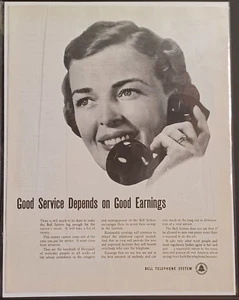 1948 Bell Telephone System Vintage Print Ad 1940s Good Services & Earnings - Imagen 1 de 1