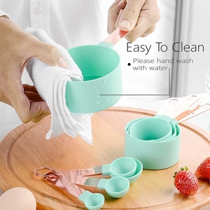Rose Gold Stainless Steel Handle Measuring Cups and Spoons Set, 8 Piece Stack... - Picture 1 of 1