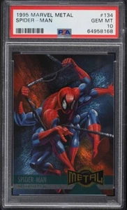 1995 Marvel Metal Card #134 Spider-Man PSA 10 GEM MINT - Picture 1 of 2