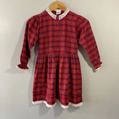 Vintage OshKosh Girls Red Plaid Dress Size 6x - Image 1 of 4