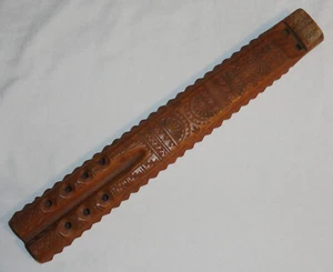 Schöne antike oder Vintage Holz geschnitzt Volkskunst Doppelflöte Dvojnice Balkan - Bild 1 von 14