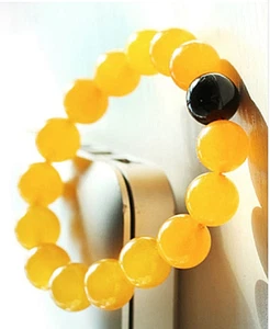 Brazalete espiritual de día y noche Yin Yang amarillo aventurina y turmalina negra - Imagen 1 de 1