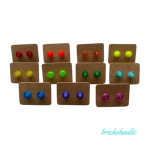 Brickohaulic Transparent Round Stud Earrings Handmade with LEGO® Bricks Parts - Picture 1 of 2
