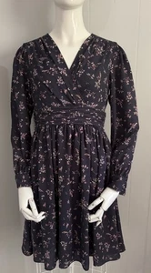 Gal Meets Glam Dress Womens 00P Blue Pink Floral Kelsey Long Sleeve Fit Flare - Picture 1 of 10