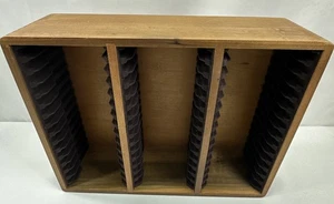 Vintage Wooden CD Rack Holder Felt Slots Holds 45 CDs Finger Jointed - Picture 1 of 16