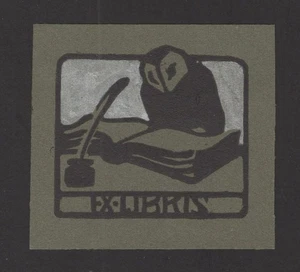 31)Nr.052,EXLIBRIS, Ex Libris,Bookplate, Max Linderrmann ?, Eule - Imagen 1 de 1