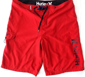 Pantalones Cortos Hurley Board Para Hombre 36x10 Rojo Cordón Bolsillo Logotipos - Imagen 1 de 13