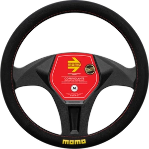 MOMO EASY Microfibre Steering Wheel Cover Black w/ Red Sitching (M) - Picture 1 of 1