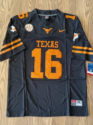 Camiseta fusível preta Arch Manning Texas Longhorns #16 - Imagem 1 de 4