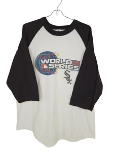 Vtg Raglan Chicago White Sox World Series 2005 Blk/White 3/4 sleeve 2XL Tshirt - Picture 1 of 5