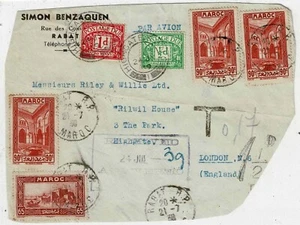 Morocco 1930/45 4 Advertising Pieces to UK Variously Franked 1 with PDs Charity - Picture 1 of 4