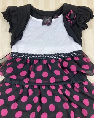 Vestido de lunares negro y rosa intenso talla 6X de autoestima para niña Foto 1 de 4