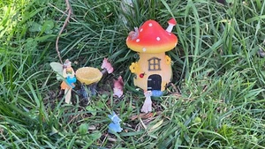 Fairy Garden Accessories Garden Fairy Rabbits and Dog with Mushroom House - Picture 1 of 10