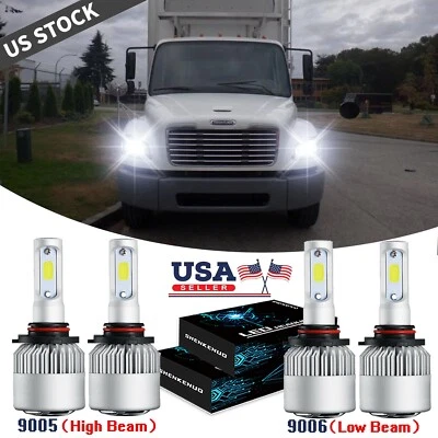 Para Freightliner M2 100 106 112 Combo Faro LED de 4 lados haz alto y bajo 4X Bombillas Foto 1 de 4