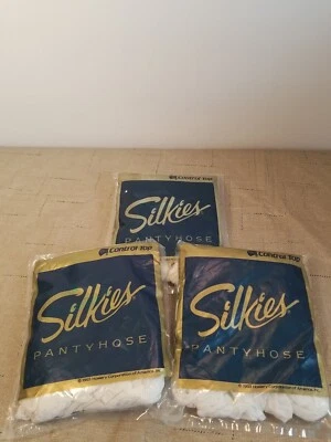 Pantimedias Silkies Vintage 1993 blancas para mujer 3 pares parte superior de control, patas de apoyo... Foto 1 de 4