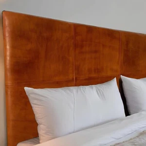 Custom King Bed Leather Headboard - Brown Headboard | Wall Mounted - Picture 1 of 6
