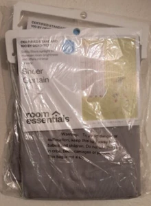 2 PK Room Essentials Sheer Rod Pocket Single Curtain Panel Solid Gray 60 x 63 C2 - Picture 1 of 2