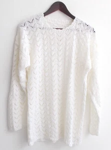 Damen Strick Pullover weiß m. Ajourmuster ca. Gr. 44 - Picture 1 of 2