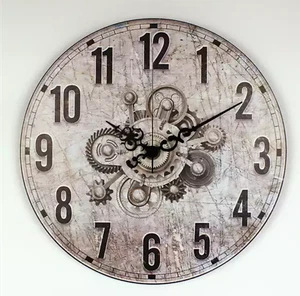 Large Vintage pvc Wall Clock Kitchen Home Antique Style Modern Silent Chic NEW - Picture 1 of 16