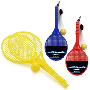 2 Player Kids Tennis Plastic Racquet Soft Ball Set Lightweight Garden Outdoor - Picture 1 of 7
