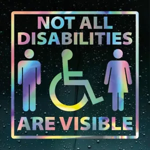 Not All Disabilities Are Visible Disabled Car Sticker Decal Hologram Neo Chrome - Picture 1 of 5