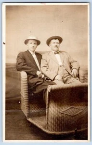 1910's RPPC MEN WICKER ROLLING CHAIR MYERS-COPE STUDIO ATLANTIC CITY NJ POSTCARD - Picture 1 of 2