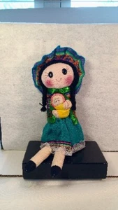 Handmade 10" Andean / Peruvian Folk Art Doll With Baby. Tarka Made In Peru. Wool - Picture 1 of 9