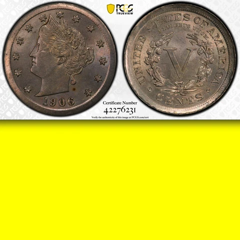 1906 PCGS MS63 Giant Rims! Type 1 Planchet - Dramatic RARE Error! Liberty Nickel Cover