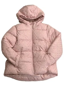 Skijacke Mädchen Metallic Rosa Gepunktet Kapuze Winter Puffer Mantel - Bild 1 von 3