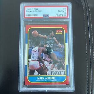 1986 Fleer Basketball #3 Mark Aguirre Dallas Mavericks PSA 8 NM-MT