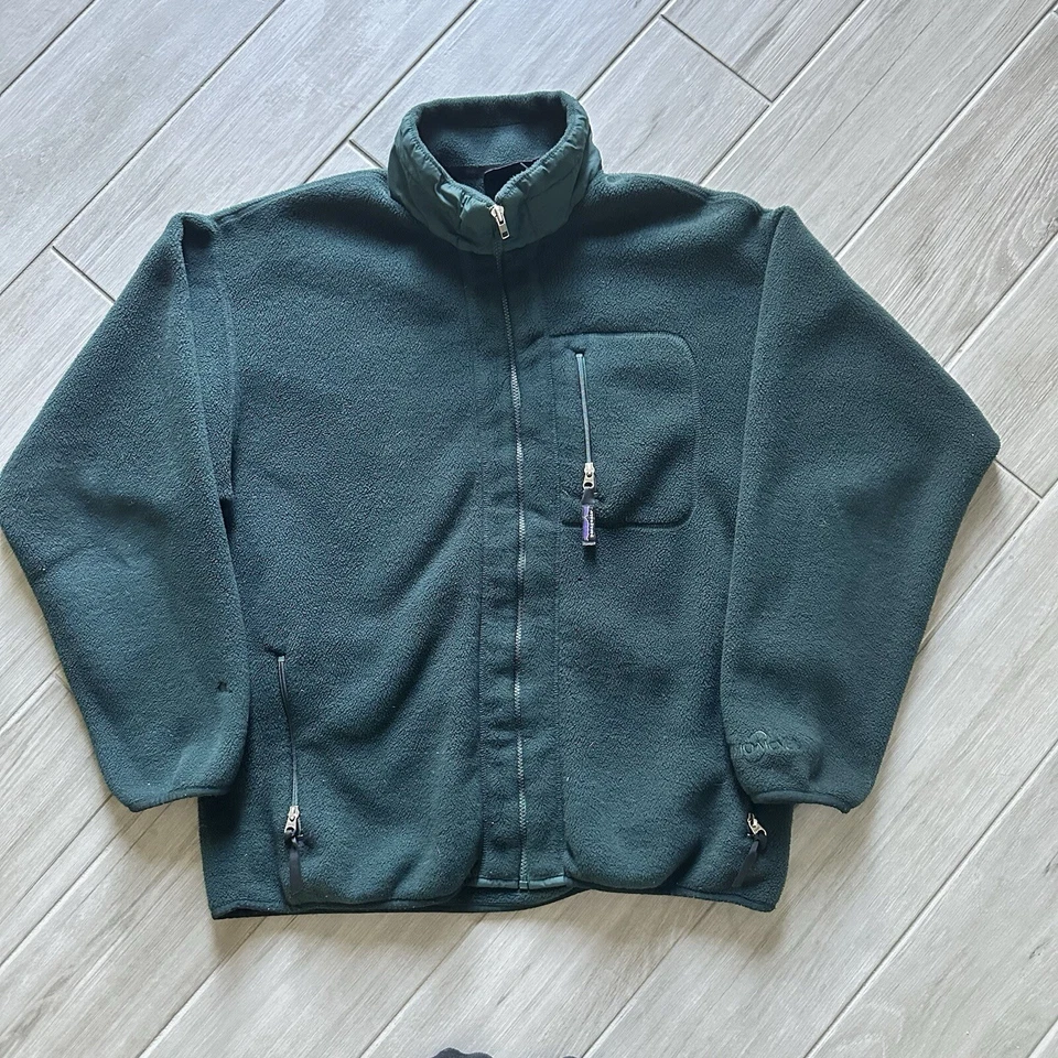 Patagonia sherpa jacket vintage 80s 90s XL Green made in usa Deep Pile Fleece - Image 1 of 4