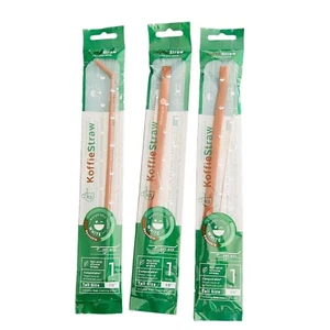 Koffie Straw 10" Reusable Silicone MOCHA Lot of 3 Limit Teeth Coffee Stains - Picture 1 of 5