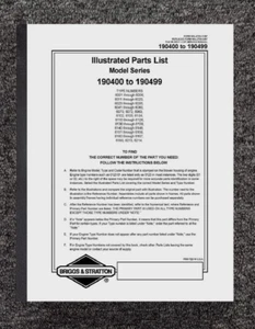190400-190499 Gasoline Engine Service Parts Manual Fits B & S 8HP - Picture 1 of 14