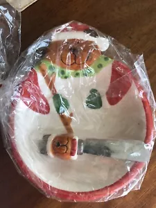 New**Christmas Santa Bear Dish & Stainless Steel Spreader * - Picture 1 of 5