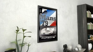 Póster de carrera vintage de acrílico/plexiglás enmarcado de Porsche Le Mans '79 - Imagen 1 de 6