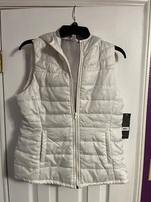 NEW Exertek Ladies Puffer Vest with Hood Size Medium Cream New with Tags - Image 1 of 4