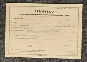 PERMESSO - Viaggio Corsa Semplice Autolinea o Filovia 1942 Zola & Fuga Vicenza - Picture 1 of 2