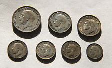 Lot (7) Silver Coins From United Kingdom, 1920-1942, each 50% Silver
