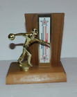 NEAT VINTAGE 1960's 70's BOWLING WOODEN TROPHY WITH RED WHITE AND BLUE ACCENT