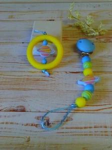 Planet Saturn Sensory Learning Set with Beaded Chain & Clip & Play Ring - Picture 1 of 9