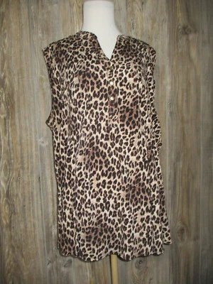 Camiseta sin mangas DB Establecida 1962 talla 3X Pintuck Cheetah Animal Print Foto 1 de 4