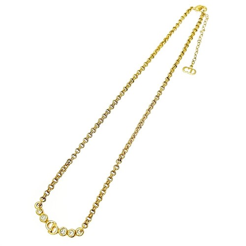 Collana donna Christian Dior placcata oro strass logo CD collana 269072
