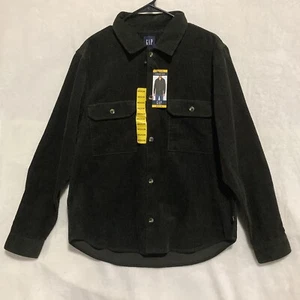 Gap Corduroy Shirt Mens Medium Button Down Rosin -Greenish Black- MSRP 79.95 NWT - Picture 1 of 8