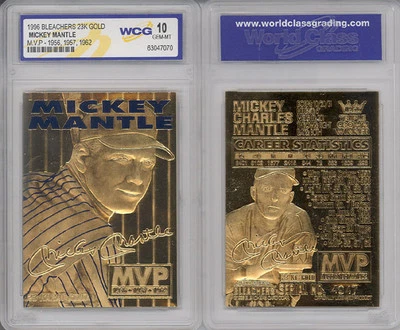 Tarjeta de oro 23k 1996 Mickey Mantle 3 veces Jugador Más Valioso de los Yankees de Nueva York - gema graduada - como nueva 10 Foto 1 de 2