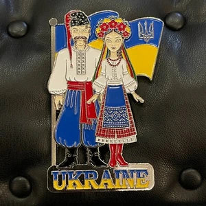 UKRAINE🇺🇦METAL MAGNET 2024✅3D UKRAINIAN NATIONAL COUPLE OF COSSACK AND GIRL🎗 - Picture 1 of 3